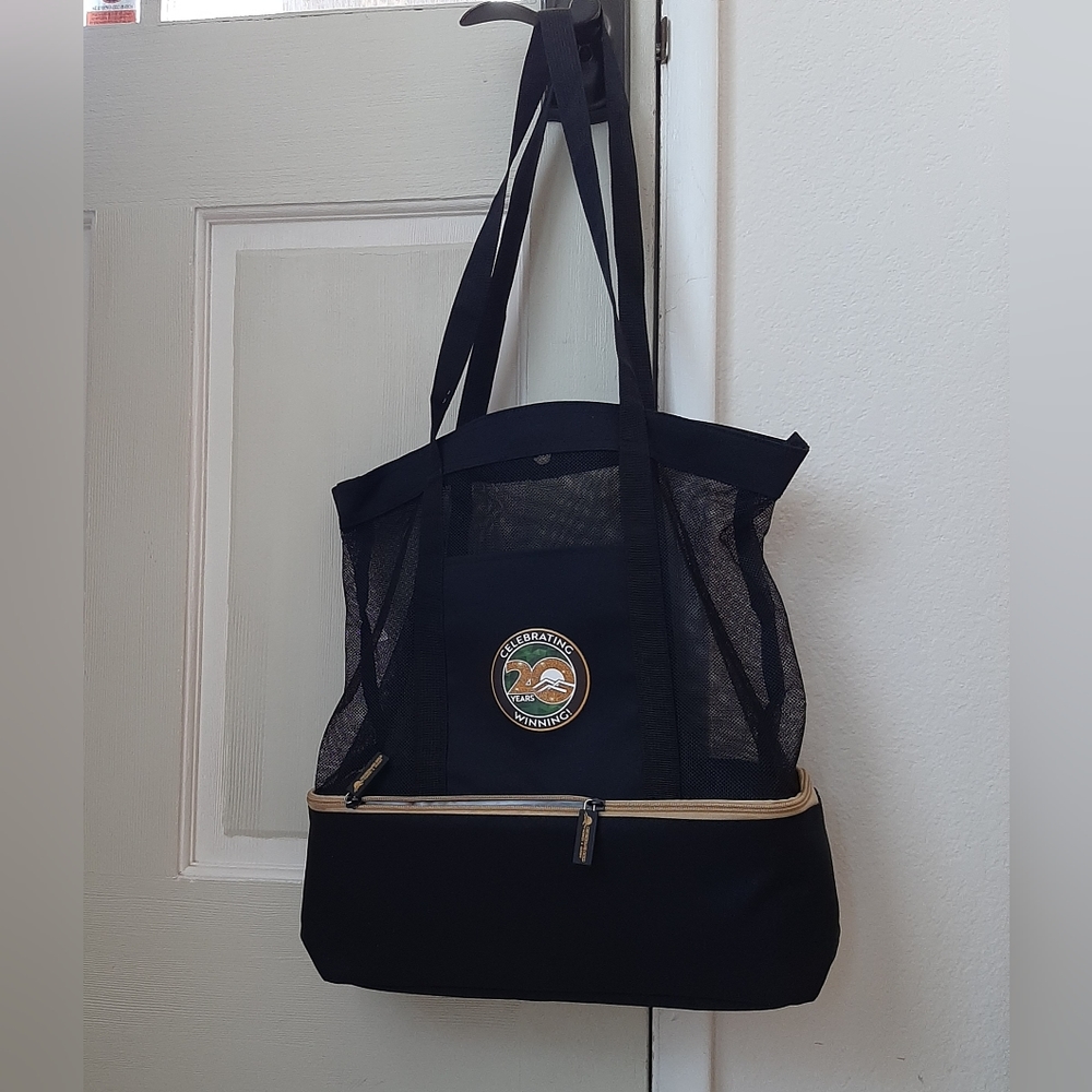 Insulated Wine/Lunch Cooler with  Double Handle Mesh Tote Attached Carry Bag